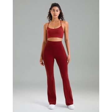 Colorfulkoala Women's Dreamlux Workout Flare Leggings High Waisted Wide Leg Bootcut Yoga Pants 31.5" Inseam (M, Cabernet)