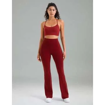 Colorfulkoala Women's Dreamlux Workout Flare Leggings High Waisted Wide Leg Bootcut Yoga Pants 31.5" Inseam (M, Cabernet)