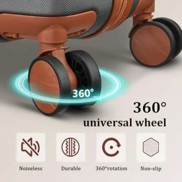 imiomo Hard Shell Luggage Sets 5 Piece for Women, Lightweight Hardside Rolling Suitcase Set with Spinner Wheels and TSA Lock, Grey