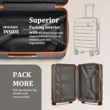 imiomo Hard Shell Luggage Sets 5 Piece for Women, Lightweight Hardside Rolling Suitcase Set with Spinner Wheels and TSA Lock, Grey