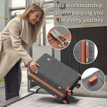 imiomo Hard Shell Luggage Sets 5 Piece for Women, Lightweight Hardside Rolling Suitcase Set with Spinner Wheels and TSA Lock, Grey