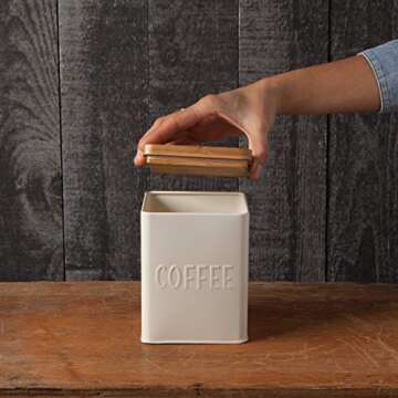 Now Designs L170001aa Square Coffee Tin, Ivory, Vintage Diner Print