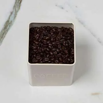 Now Designs L170001aa Square Coffee Tin, Ivory, Vintage Diner Print