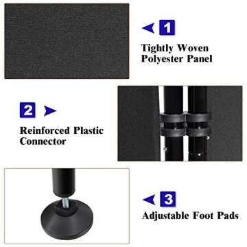 Giantex 4 Panel Room Divider Black, 5.6 Ft Tall Folding Privacy Screen, Freestanding Lightweight Portable Wall Partition Divider and Separator for Bedroom Home Office Apartment Studio