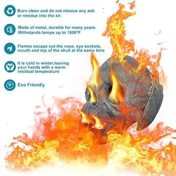 ANNSONG 3 PCS Fireproof Fire Pit Skull, Made of Metal, for Bonfire, Campfire, Fireplace, Firepit, Halloween Decor, for Gas, Propane, or Wood Fires | 4.5 Inch (Fireproof)(Refractory)