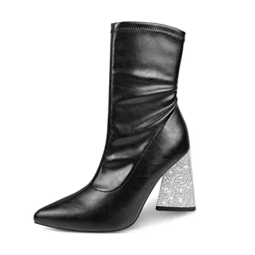 Chic & Comfortable Women's Pointed Toe Chunky Heel Boots for Stylish Looks
