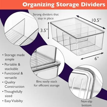 ClearSpace Plastic Storage Bins with Lids and Dividers 4 Pack