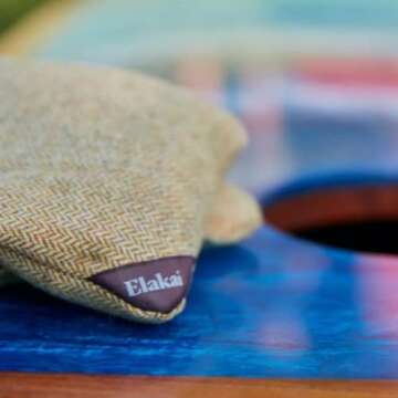 Elakai Cornhole Bags All Weather Single Sided Herringbone Regulation Size and Weight Set of 4 Dove Grey 6 in x 6 in