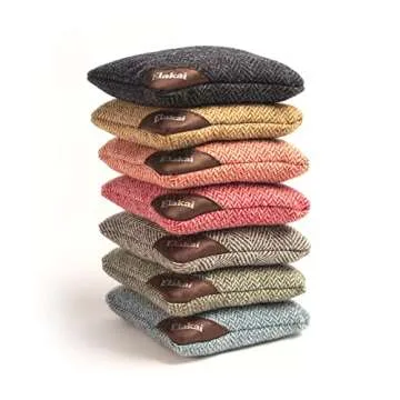 Elakai Cornhole Bags All Weather Single Sided Herringbone Regulation Size and Weight Set of 4 Dove Grey 6 in x 6 in