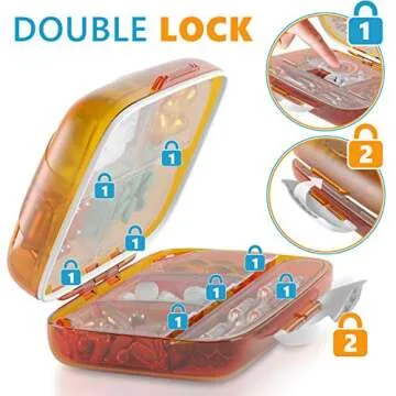 Travel Pill Organizer Medicine Dispenser - Moisture-Proof Pill Boxes and Organizer - Portable Vitamin Container Holder - 8 Large Compartments for Medication and Supplements