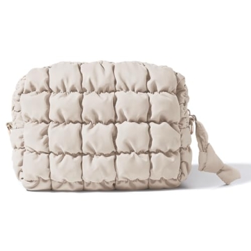 Yarnic Quilted Makeup Bag Cosmetic Bag, Travel Toiletry Bag for Women, Cute Makeup Bag Organizer Puf...