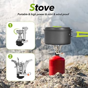 Rlrueyal 15 PCS Lightweight Camping Cookware Set