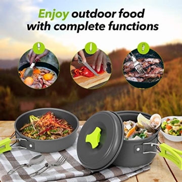 Rlrueyal 15 PCS Lightweight Camping Cookware Set