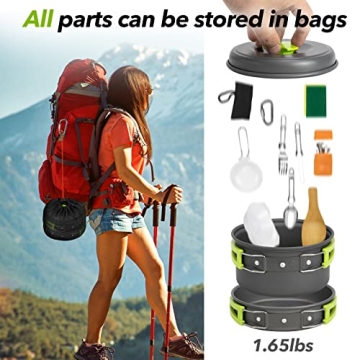 Rlrueyal 15 PCS Lightweight Camping Cookware Set