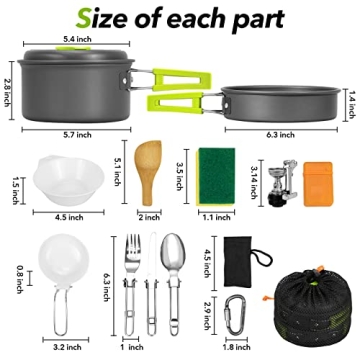 Rlrueyal 15 PCS Lightweight Camping Cookware Set
