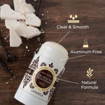 Lavanila Pure Vanilla Natural Aluminum Free Deodorant 2-Pack (2 Oz Each) - Solid Stick Deodorant for Men and Women, Natural Vegan Formula, Made In USA