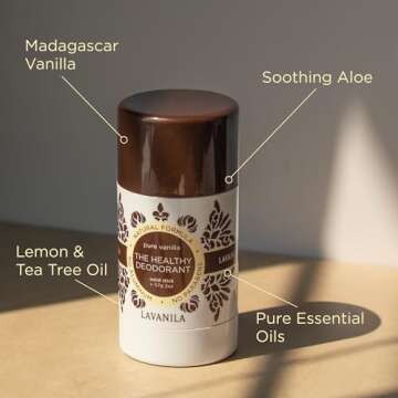 Lavanila Pure Vanilla Natural Aluminum Free Deodorant 2-Pack (2 Oz Each) - Solid Stick Deodorant for Men and Women, Natural Vegan Formula, Made In USA