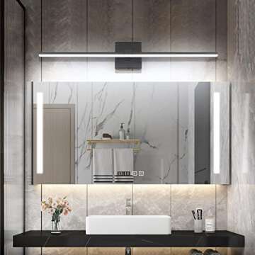 ZUZITO Modern Vanity Lights for Bathroom - 30 inch LED Bathroom Lights Over Mirror - Black Light Fixture Bathroom Contemporary