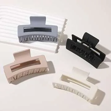 Ivyu Hair Clip for Women Thick Thin Hair - 8 Pieces Matte Claw Clips Medium Rectangle Claw Clip Strong Hold Cute Jaw Clip Hair Styling Accessories