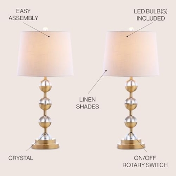 JONATHAN Y Crystal LED Table Lamps Set of 2 - Modern Style