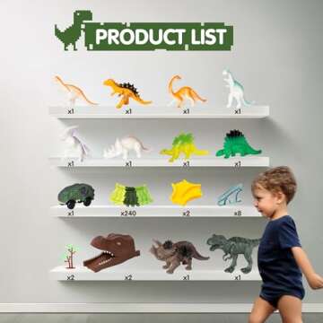 BUBZEEX 265 PCS Dinosaur Race Tracks, 10 PCS Dinosaur Toys & 1 PCS Dinosaur Car Gifts for 2 to 4 Years Old Boy and Girl, Kids Car Track Christmas Birthday Gift for Toddlers 5 to 7 Years