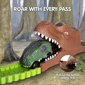 BUBZEEX 265-Piece Dinosaur Race Track Set for Kids