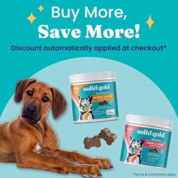 Solid Gold Dog Allergy Relief Chews - Wild Alaskan Salmon Oil for Dogs - Bacon Flavor - 120 Ct - Dog Allergy Chews, 120 Count