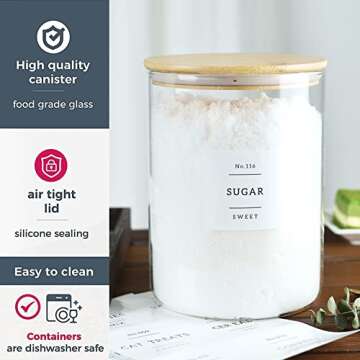 CZSZYGHBAO Glass Containers with Bamboo Lid & Labels