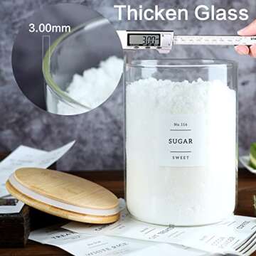 CZSZYGHBAO Glass Containers with Bamboo Lid & Labels