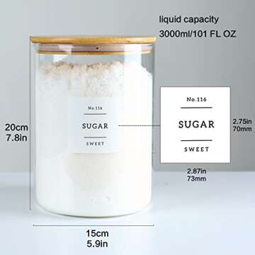 CZSZYGHBAO Glass Containers with Bamboo Lid & Labels
