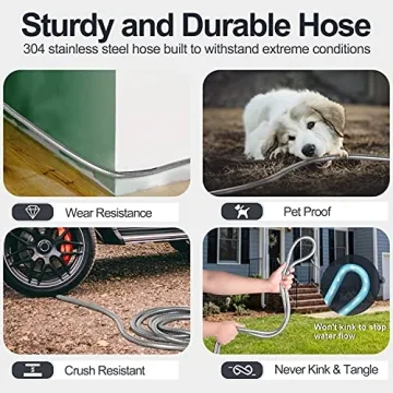 Lightweight 50ft Stainless Steel Garden Hose - Durable & Flexible