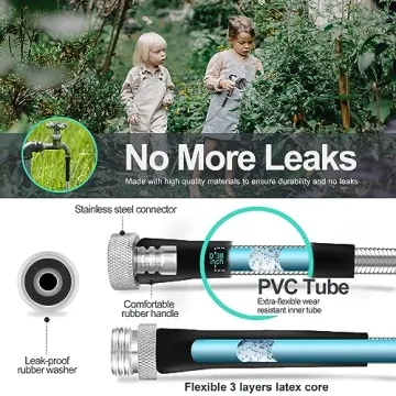 Lightweight 50ft Stainless Steel Garden Hose - Durable & Flexible