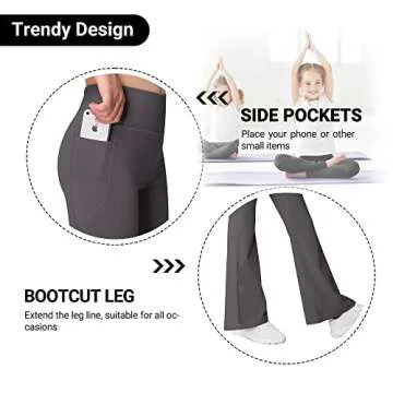 AENLLEY Girl Yoga Flare Wide Leg Tummy Control Stretchy Pants for Causal with Pockets 3 Pack