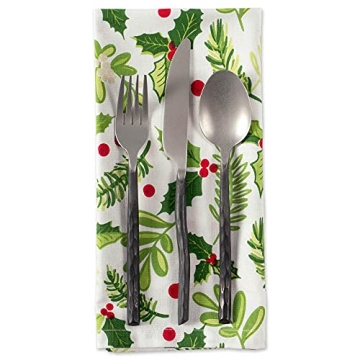 DII Boughs of Holly Christmas Napkin Set, 20x20 Inches