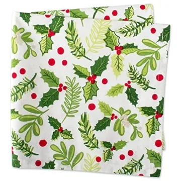 DII Boughs of Holly Christmas Napkin Set, 20x20 Inches