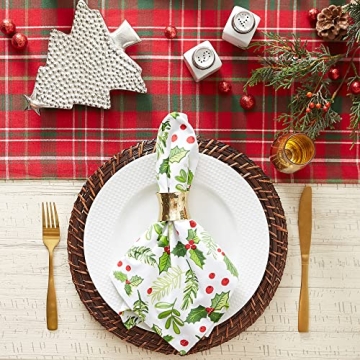 DII Boughs of Holly Christmas Napkin Set, 20x20 Inches