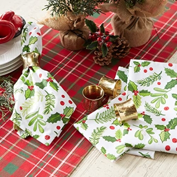 DII Boughs of Holly Christmas Napkin Set, 20x20 Inches
