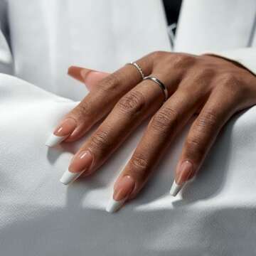 BTArtboxnails French Gel Nail Tips - French Tip Press on Nails Brown Medium Coffin XCOATTIPS, No Nee...