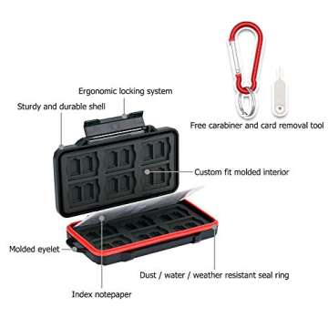 PROfezzion 48 Slots Universal Weatherproof Memory Card Carrying Case Anti-Shock Storage Holder for S...