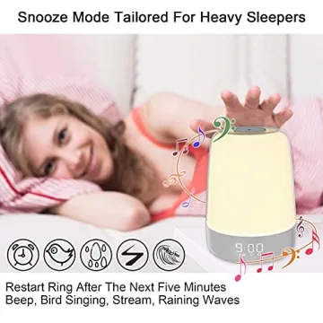 winshine Touch Wake Up Night Light with Sunrise Simulation Alarm Clock, 3 Ways Dimmable Warm White Bedside Lamp for Kid Bedrooms RGB Ambient Table Nightstand Light,Sleep Aid Snooze Timer Mode