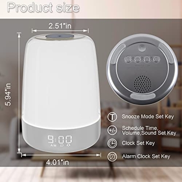 winshine Touch Wake Up Night Light with Sunrise Simulation Alarm Clock, 3 Ways Dimmable Warm White Bedside Lamp for Kid Bedrooms RGB Ambient Table Nightstand Light,Sleep Aid Snooze Timer Mode