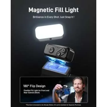 hohem iSteady Mobile+ Kit Gimbal Stabilizer for Smartphone, 3-Axis Phone Gimbal with Fill Light, Ultra-Wide-Angle Mode, 600° Inception, YouTube Vlog Stabilizer for Android and iPhone 15,14,13 PRO Max