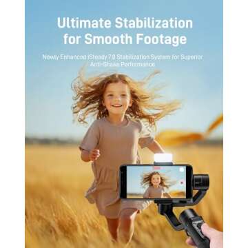 hohem iSteady Mobile+ Kit Gimbal Stabilizer for Smartphone, 3-Axis Phone Gimbal with Fill Light, Ultra-Wide-Angle Mode, 600° Inception, YouTube Vlog Stabilizer for Android and iPhone 15,14,13 PRO Max