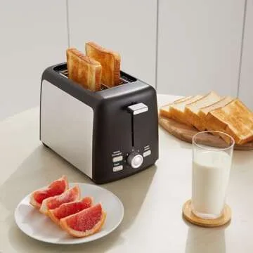 Amazon Basics 2 Slice Toaster - Extra Wide Slots & 7 Settings