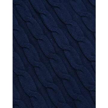 COOFANDY Men's Slim Fit Turtleneck Sweater Casual Twisted Knitted Pullover Sweaters, Navy Blue, Large