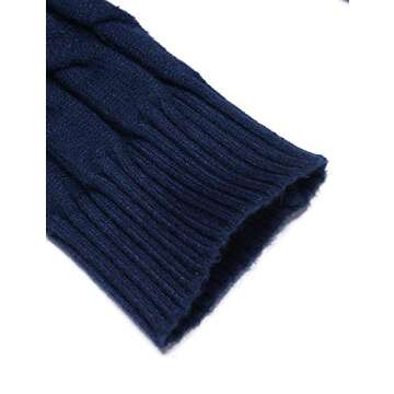 COOFANDY Men's Slim Fit Turtleneck Sweater Casual Twisted Knitted Pullover Sweaters, Navy Blue, Large