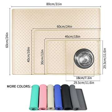 Ptlom Silicone Pet Placemat for Dog and Cat, Waterproof Non-Slip Pet Feeding Bowl Mats for Food and ...