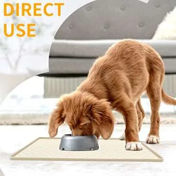 Ptlom Silicone Pet Placemat for Dog and Cat, Waterproof Non-Slip Pet Feeding Bowl Mats for Food and Water, Small Medium Large Tray Mat Prevent Residues from Spilling to Floor, Beige, 24.5" 16.5"
