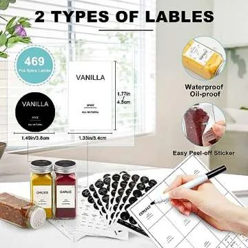 AISIPRIN 24 Pcs Glass Spice Jar Set for Kitchen Organization