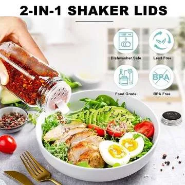 AISIPRIN 24 Pcs Glass Spice Jar Set for Kitchen Organization